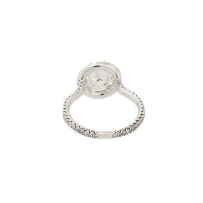 GIA Certified 18k White Gold 1.47ctw Round Brilliant Diamond Halo Engagement Ring