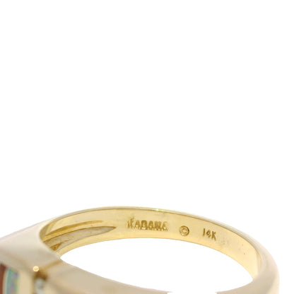 Kabana 14k Yellow Gold Enamel, Opal & Diamond Accented Ring