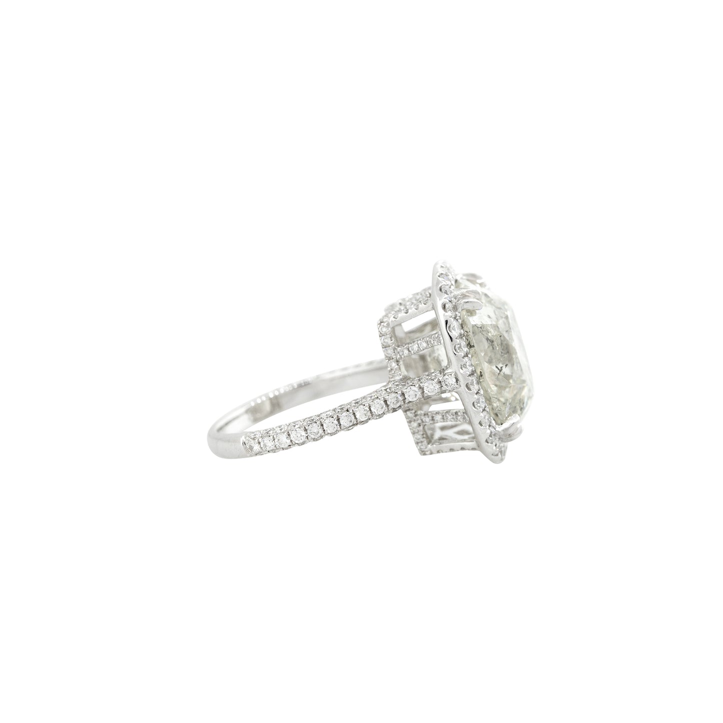 18k White Gold 11.59ctw Cushion Cut Diamond Engagement Ring
