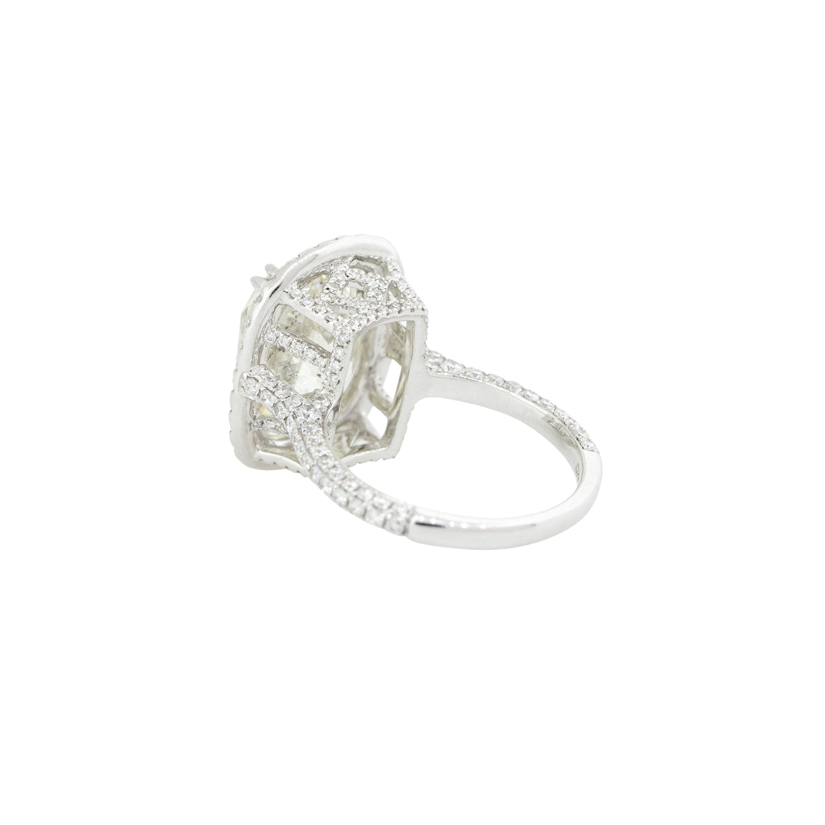 18k White Gold 11.59ctw Cushion Cut Diamond Engagement Ring