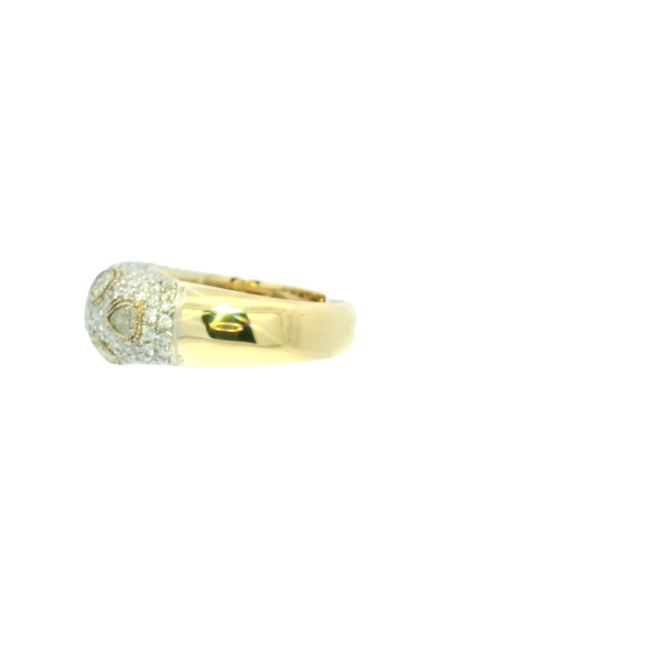 18k Yellow Gold Natural White & Yellow Multi-Shape Diamond Ring