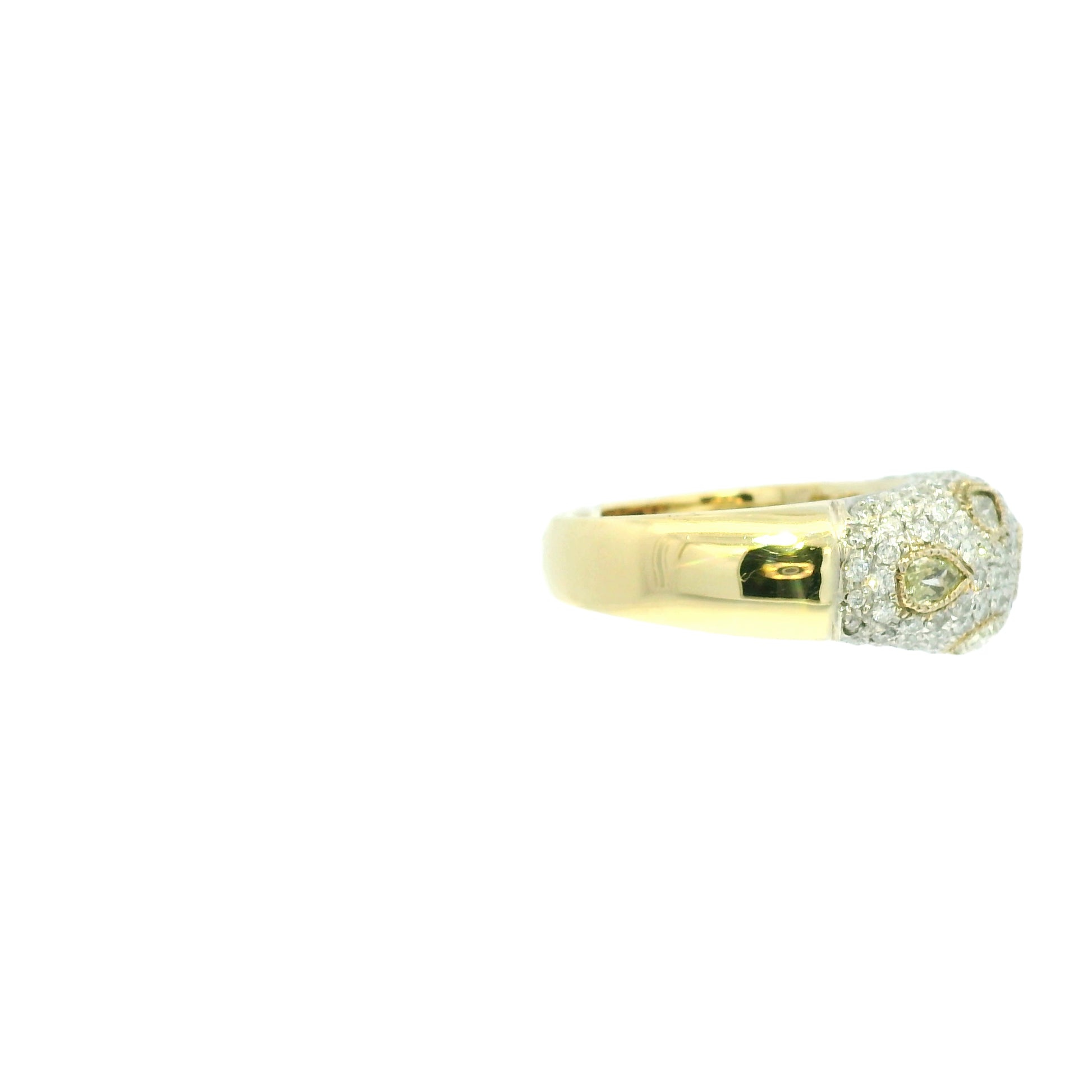 18k Yellow Gold Natural White & Yellow Multi-Shape Diamond Ring