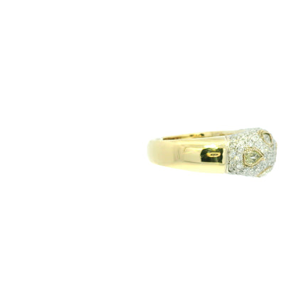18k Yellow Gold Natural White & Yellow Multi-Shape Diamond Ring