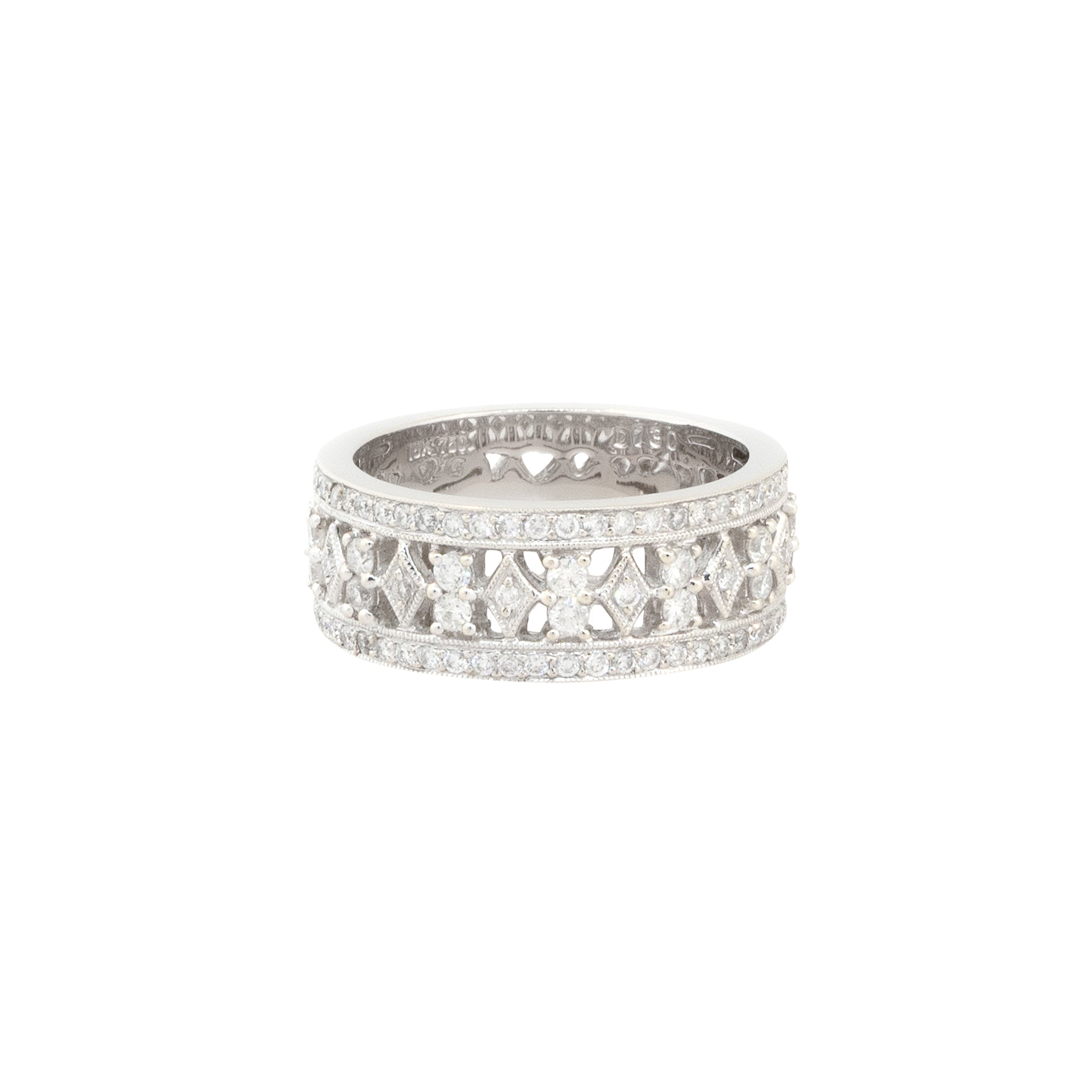 18k White Gold 1.30ctw Diamond Filigree Wedding Band