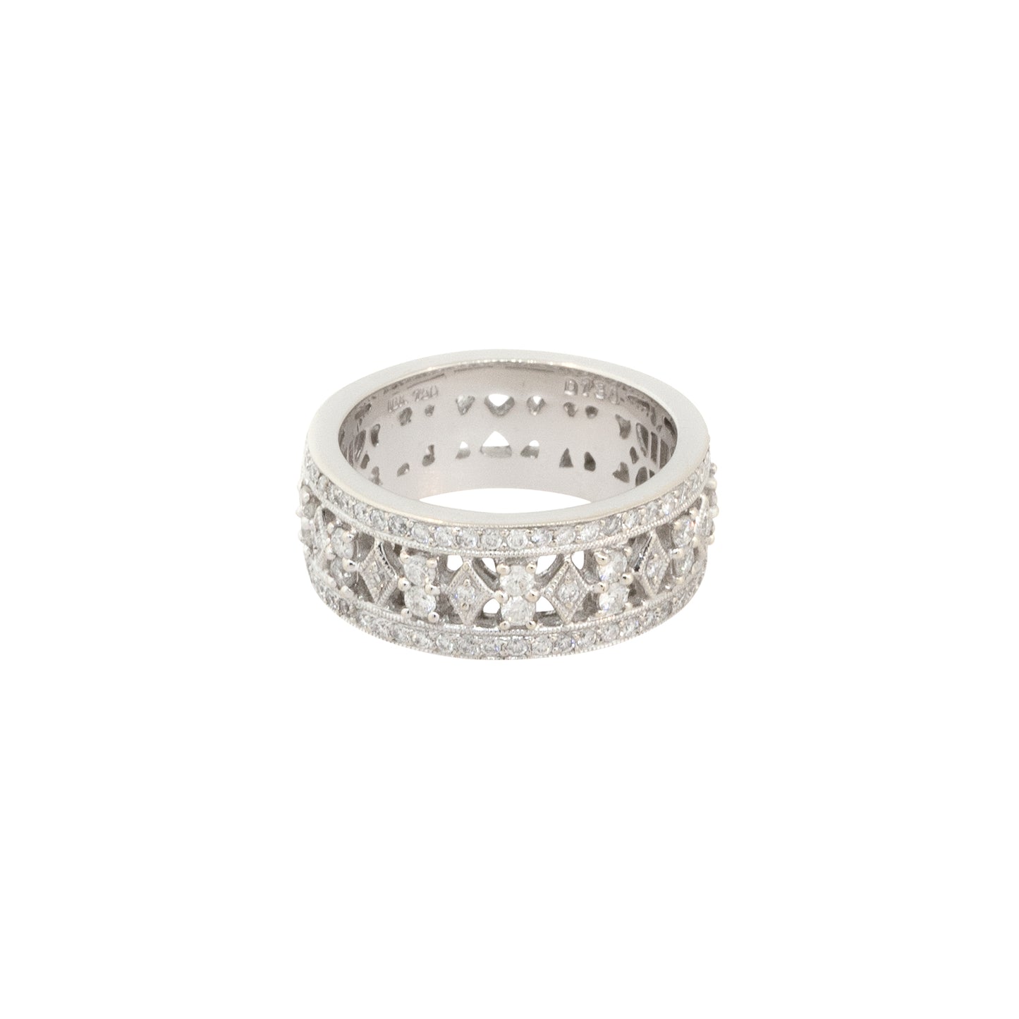 18k White Gold 1.30ctw Diamond Filigree Wedding Band