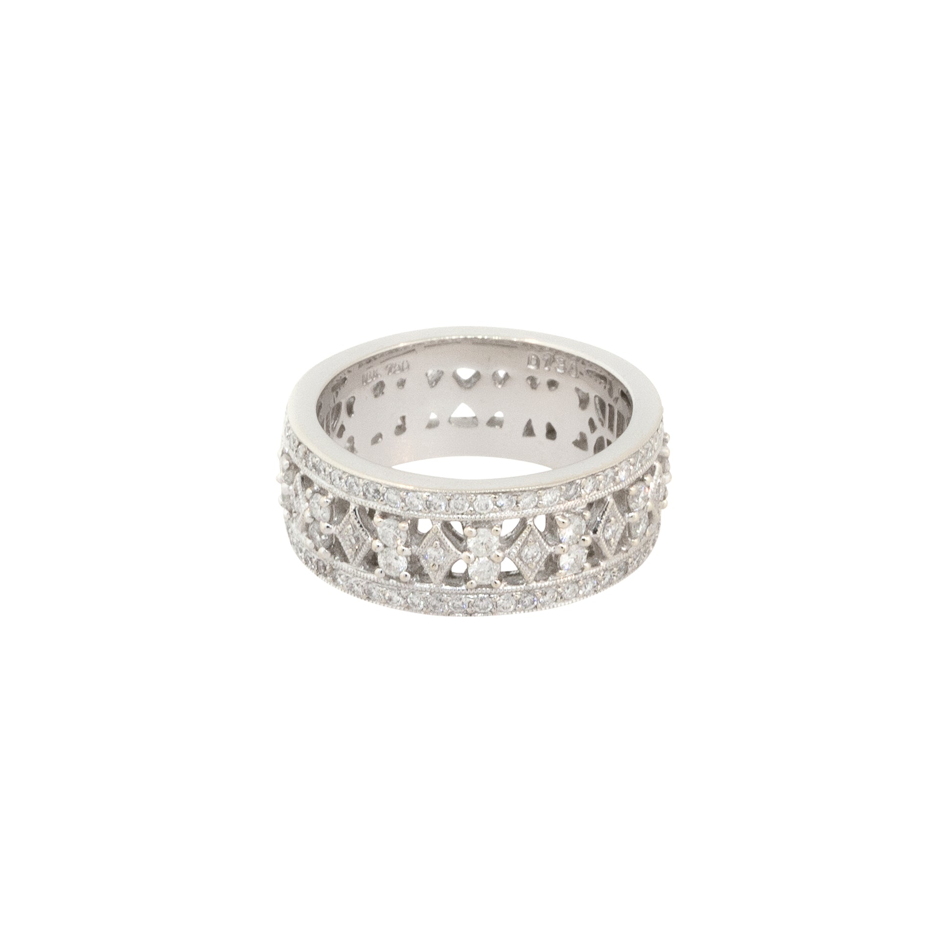 18k White Gold 1.30ctw Diamond Filigree Wedding Band