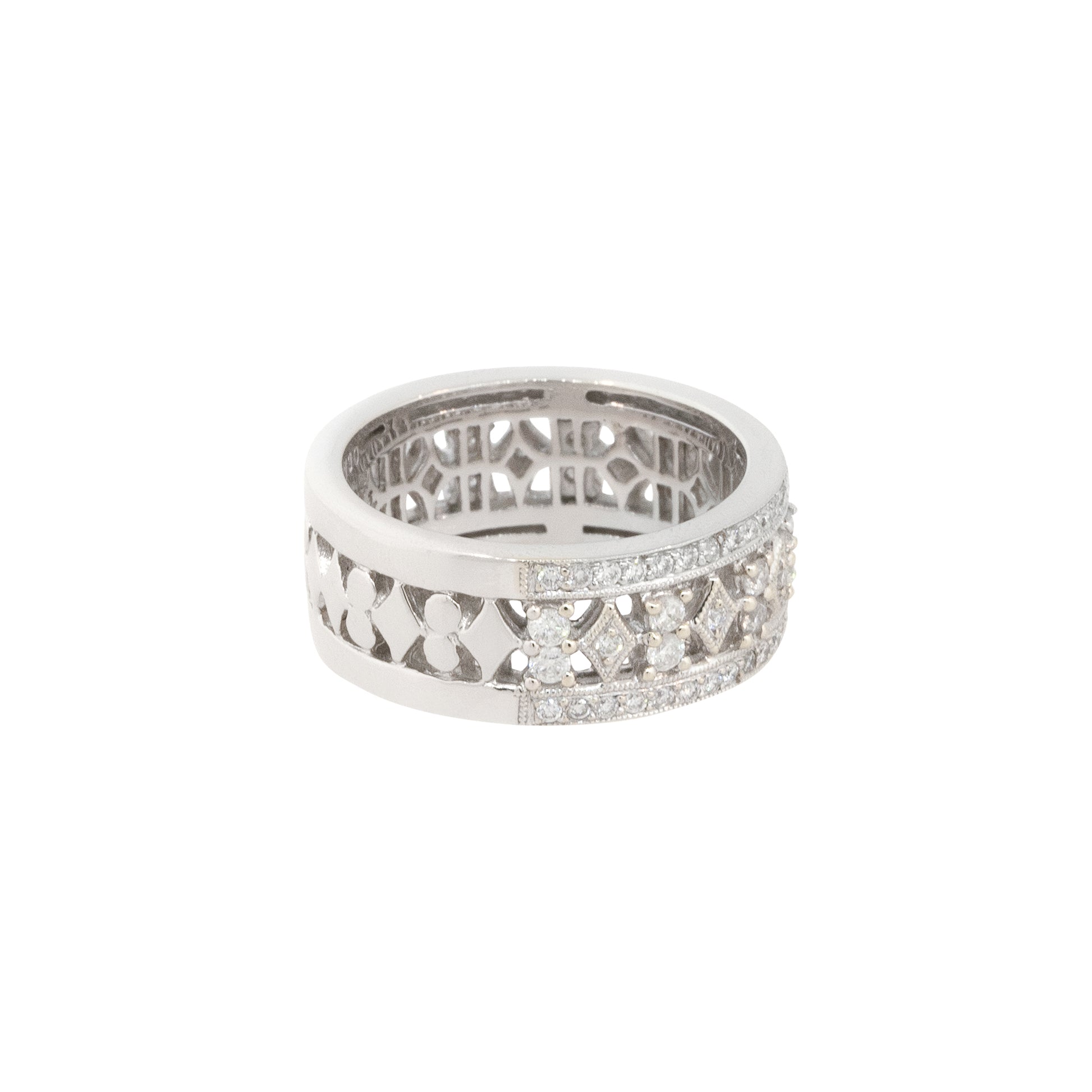 18k White Gold 1.30ctw Diamond Filigree Wedding Band