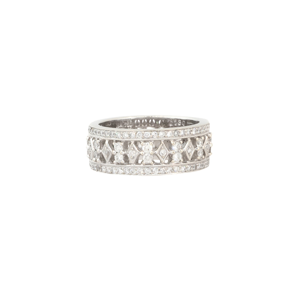 18k White Gold 1.30ctw Diamond Filigree Wedding Band