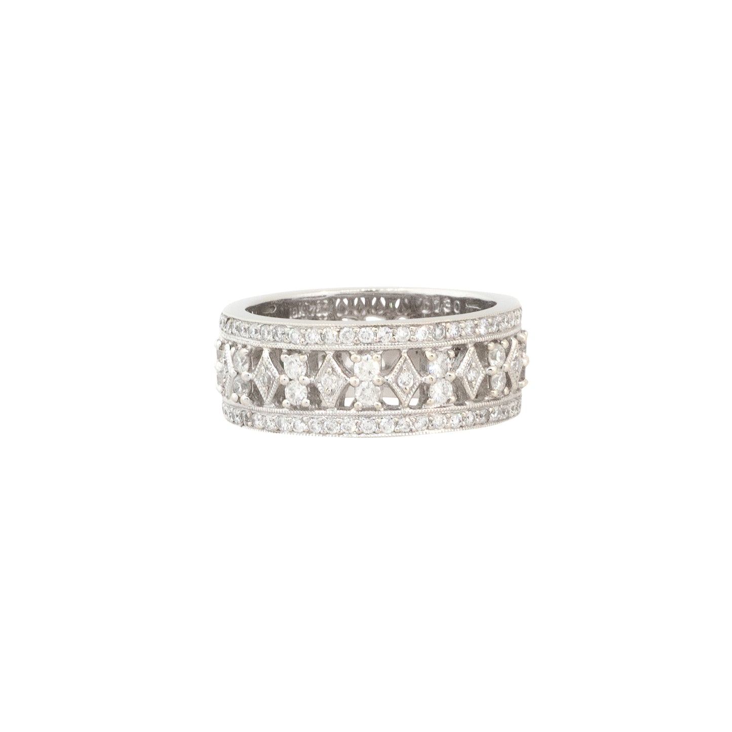 18k White Gold 1.30ctw Diamond Filigree Wedding Band