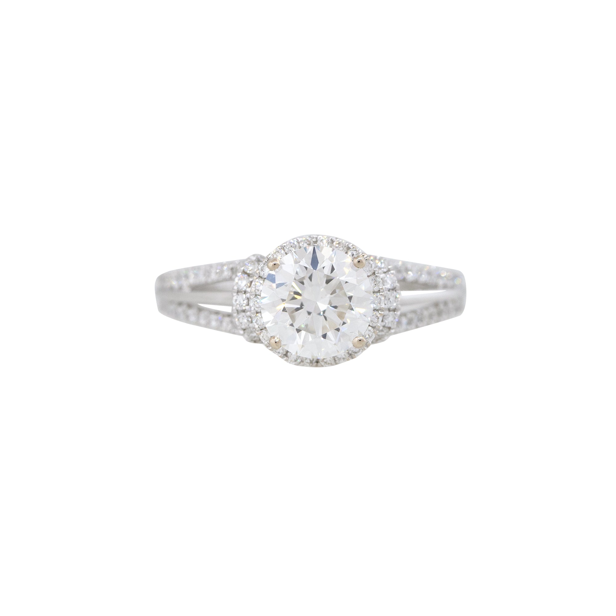 GIA Certified 18k White Gold 1.79ctw Round Brilliant Cut Diamond Engagement Ring