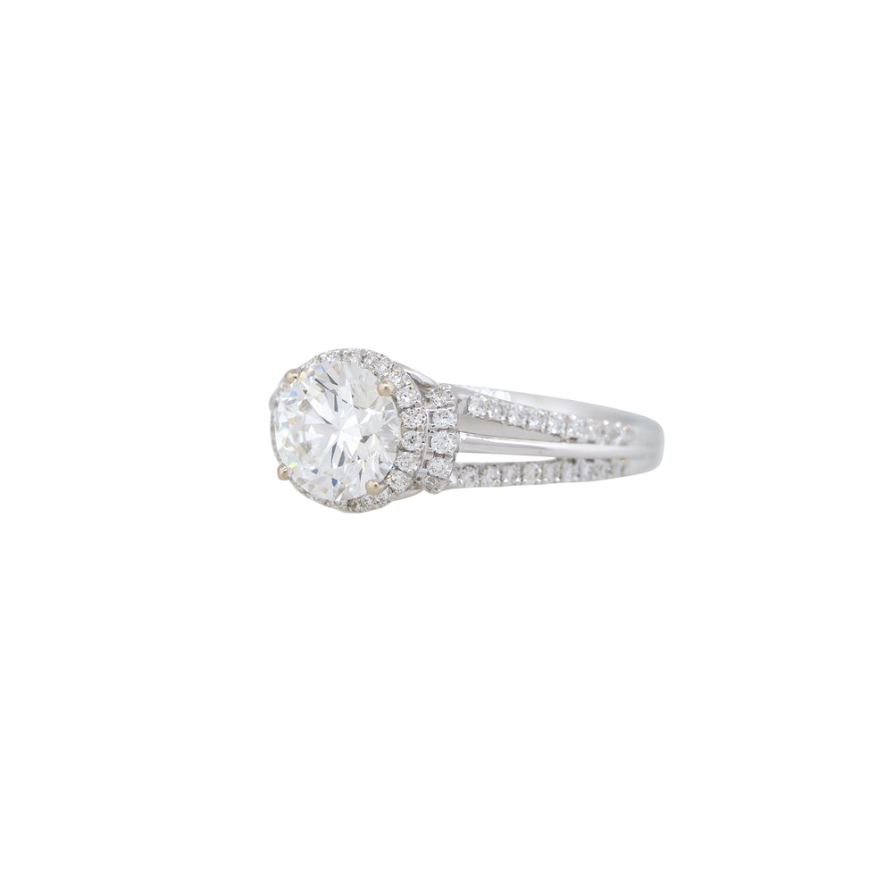 GIA Certified 18k White Gold 1.79ctw Round Brilliant Cut Diamond Engagement Ring