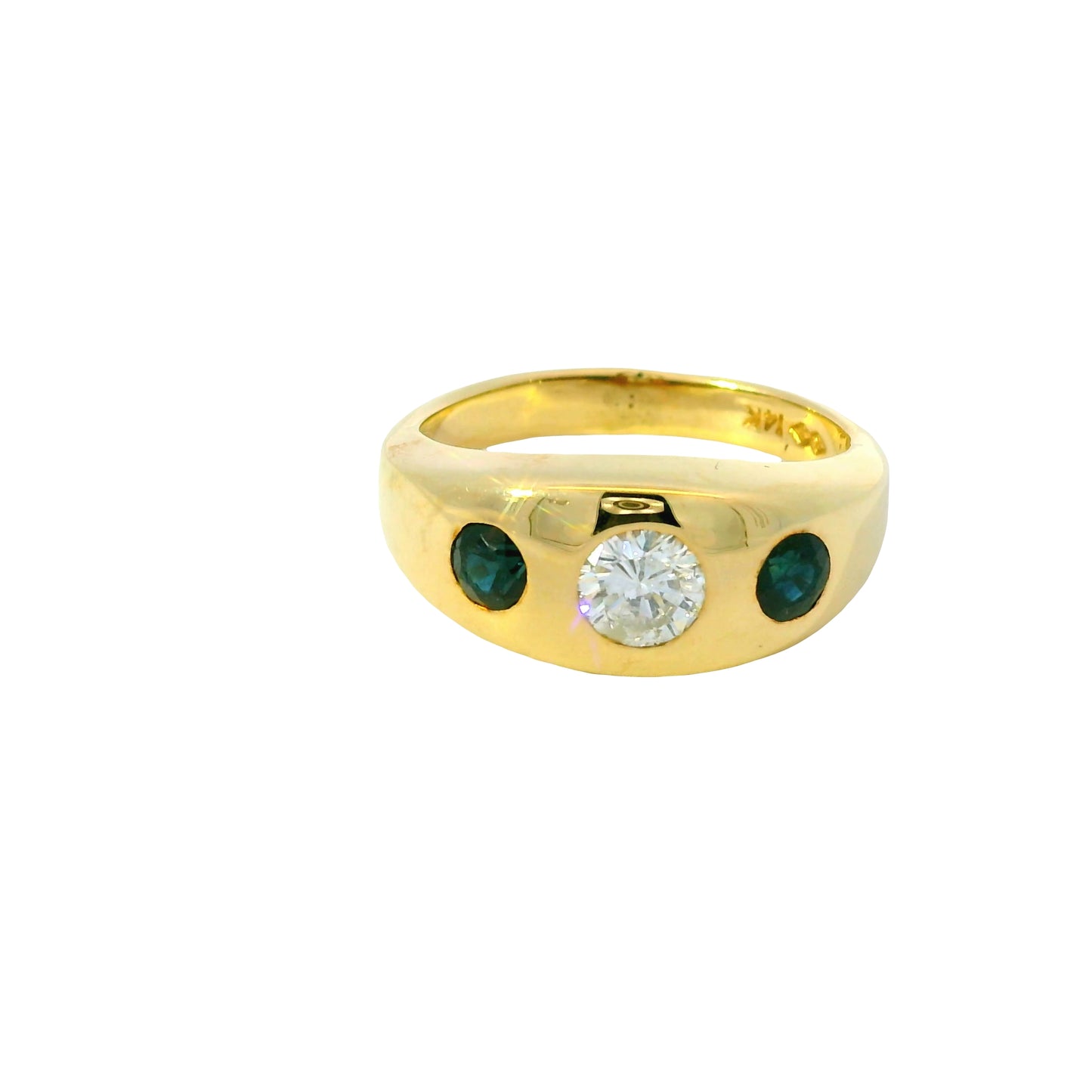 14k Yellow Gold .50ct Diamond .50ctw Sapphire Ring