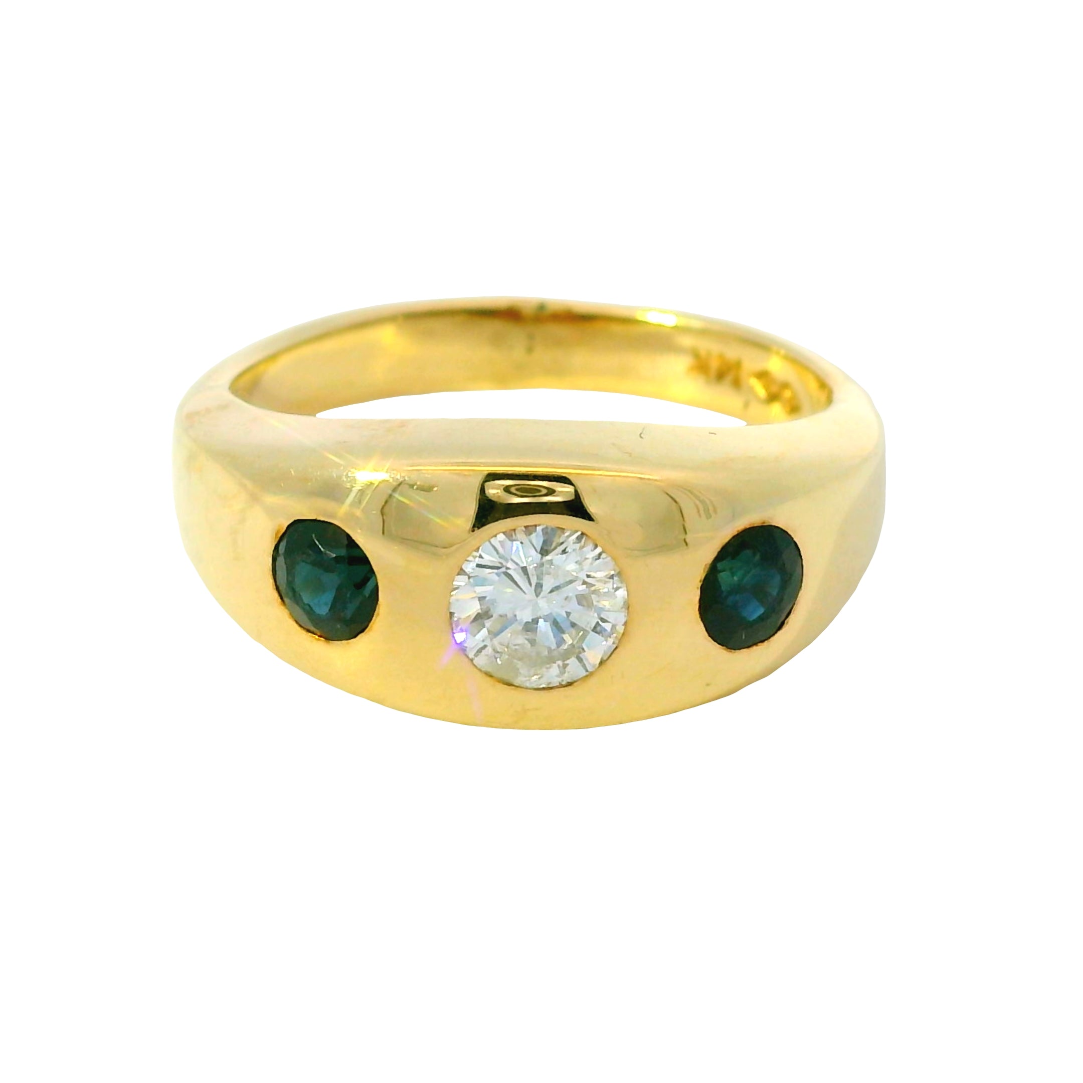 14k Yellow Gold .50ct Diamond .50ctw Sapphire Ring