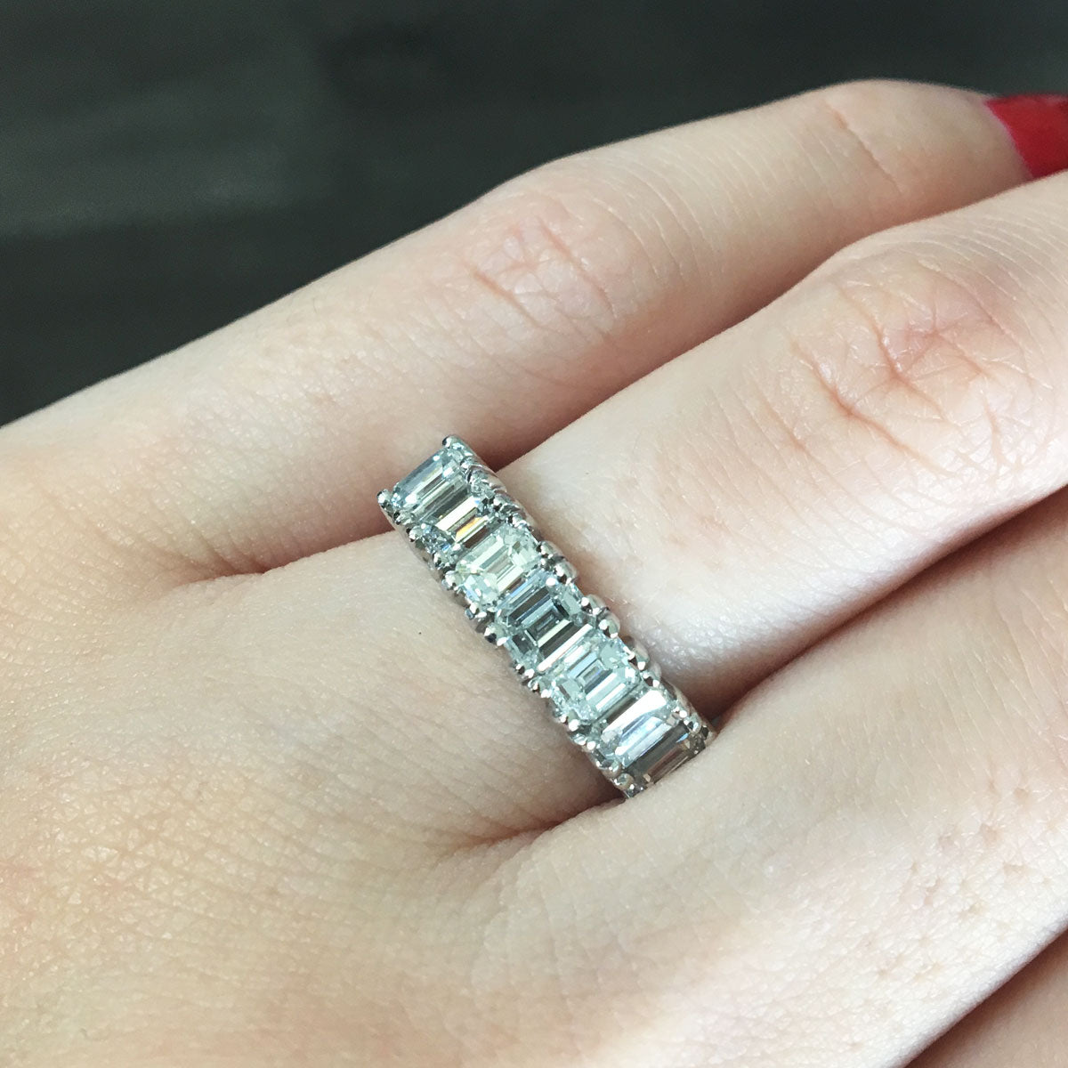 Platinum 2ctw Emerald Cut Diamond Band