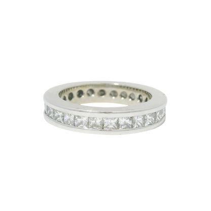 14k White Gold Natural 1.25 Carat Princess Cut Diamond Eternity Ring