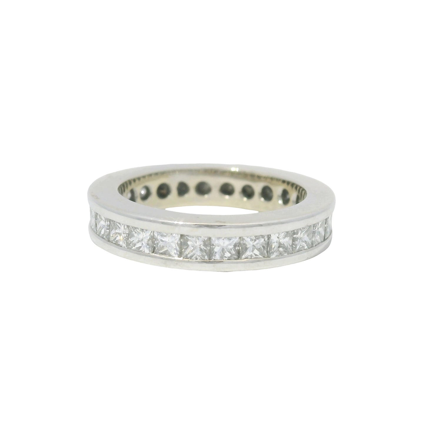 14k White Gold Natural 1.25 Carat Princess Cut Diamond Eternity Ring