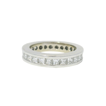 14k White Gold Natural 1.25 Carat Princess Cut Diamond Eternity Ring