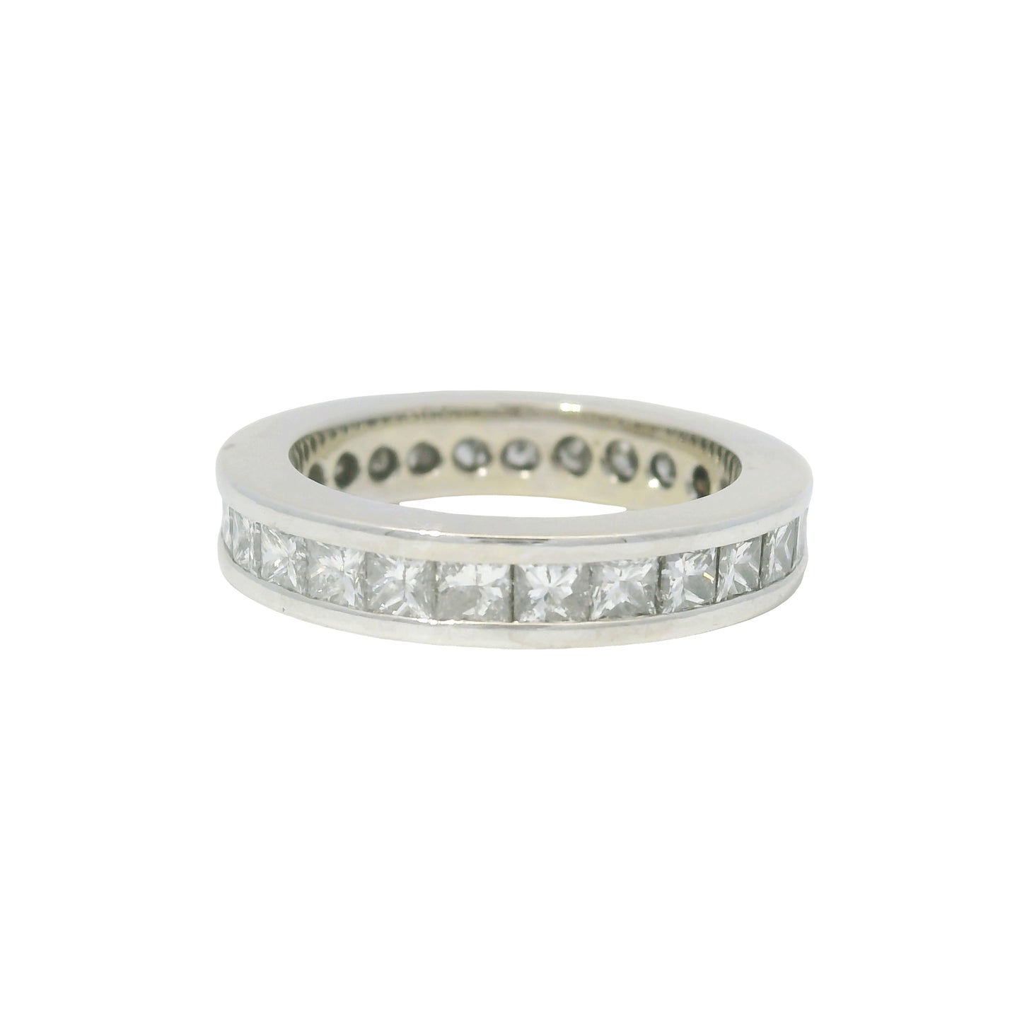 14k White Gold Natural 1.25 Carat Princess Cut Diamond Eternity Ring