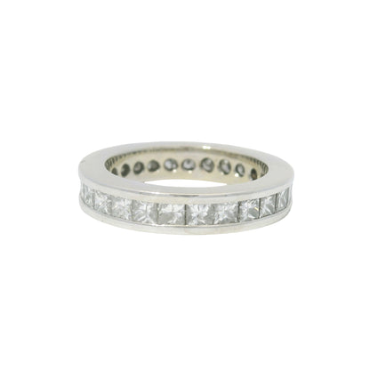 14k White Gold Natural 1.25 Carat Princess Cut Diamond Eternity Ring