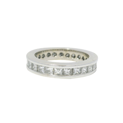 14k White Gold Natural 1.25 Carat Princess Cut Diamond Eternity Ring