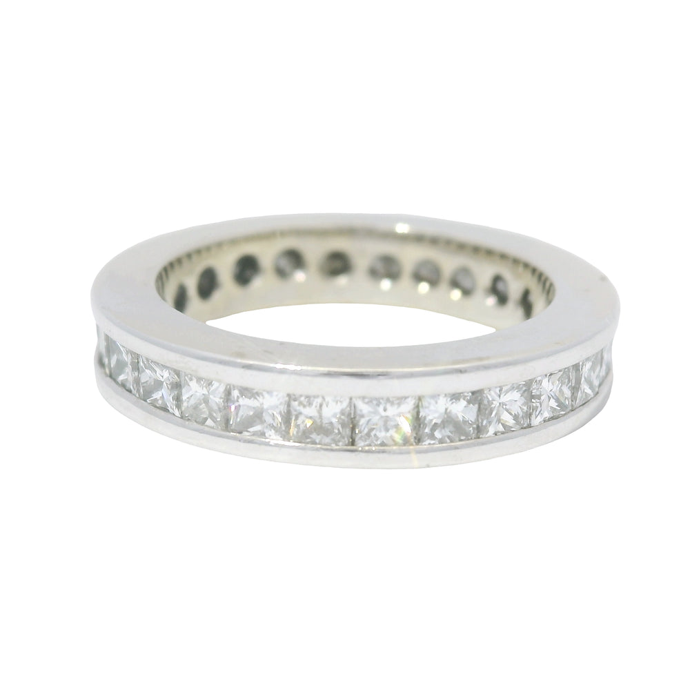 14k White Gold Natural 1.25 Carat Princess Cut Diamond Eternity Ring — product photo 1
