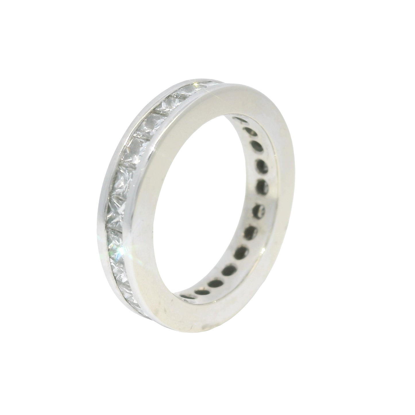 14k White Gold Natural 1.25 Carat Princess Cut Diamond Eternity Ring