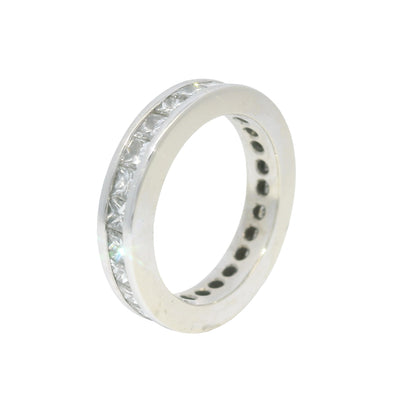 14k White Gold Natural 1.25 Carat Princess Cut Diamond Eternity Ring