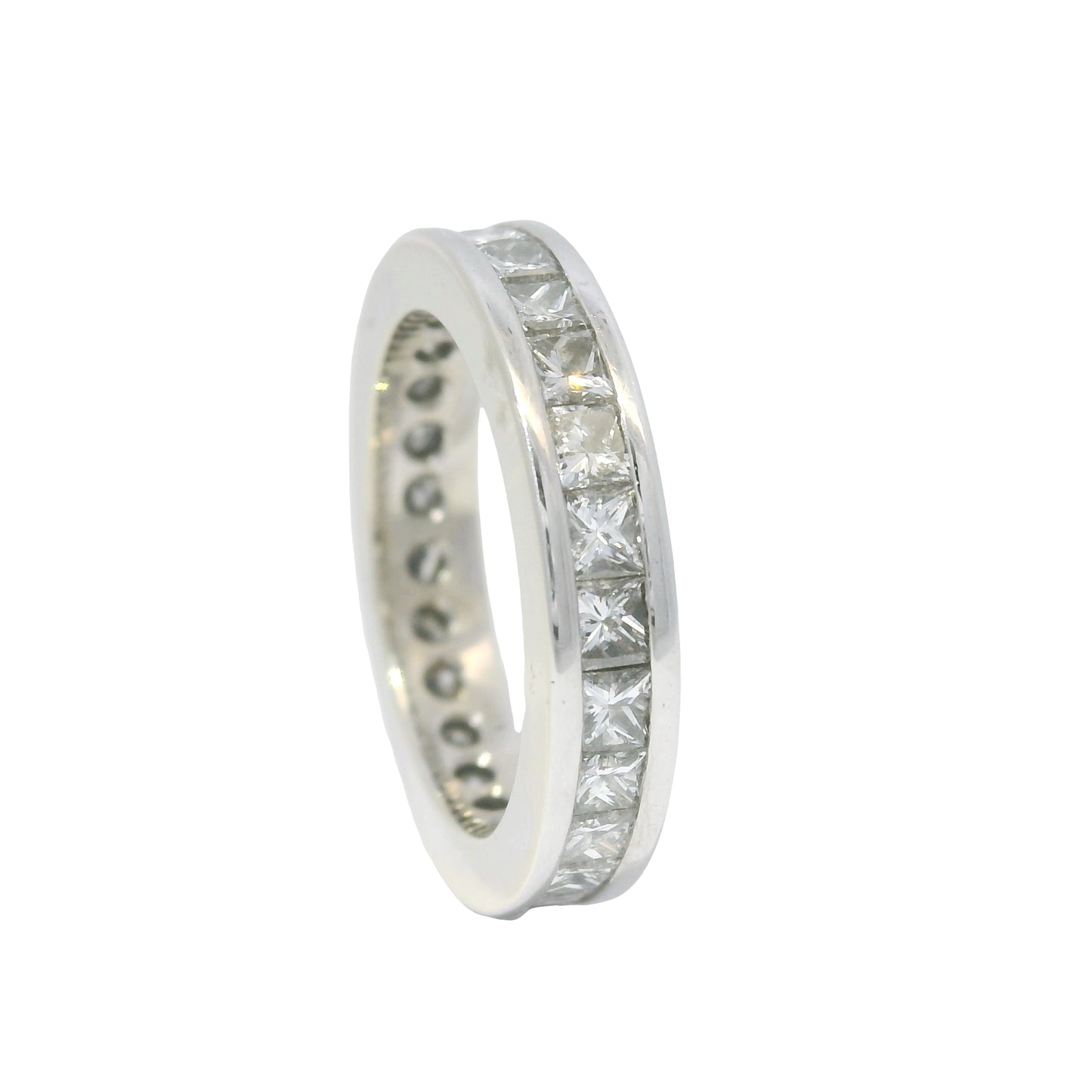 14k White Gold Natural 1.25 Carat Princess Cut Diamond Eternity Ring