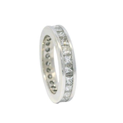 14k White Gold Natural 1.25 Carat Princess Cut Diamond Eternity Ring
