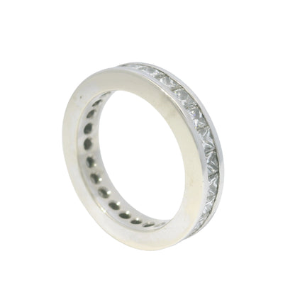 14k White Gold Natural 1.25 Carat Princess Cut Diamond Eternity Ring