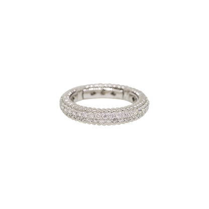 14k White Gold Natural 1.25 Carat Round Brilliant Cut Diamond Ribbed Eternity Band