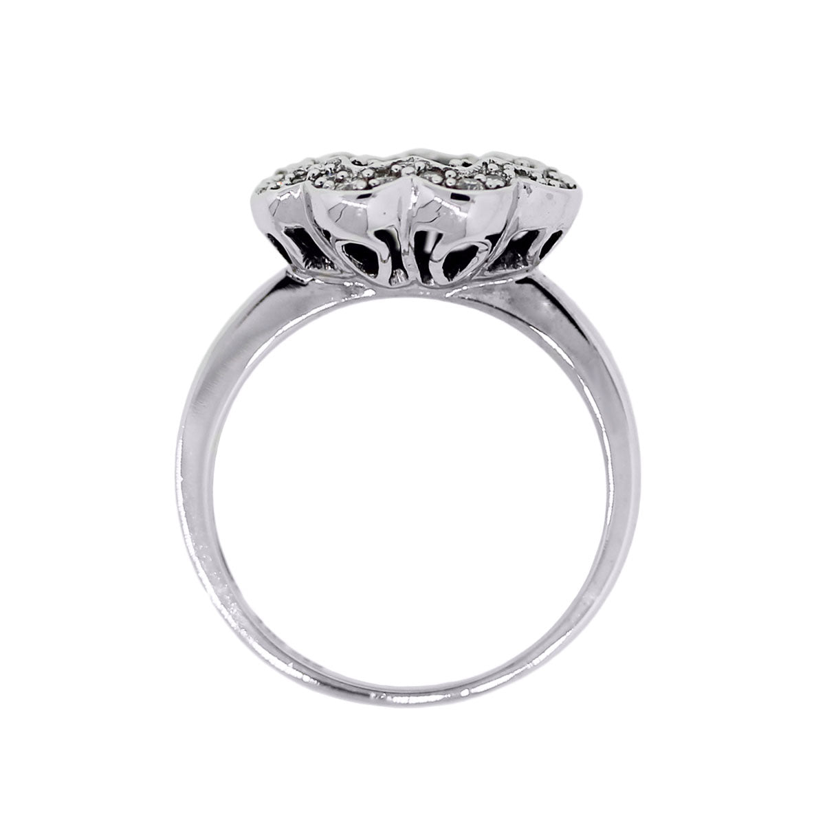 14k White Gold 0.50ctw White and Black Diamond Flower Ring