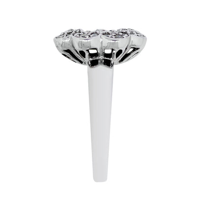 14k White Gold 0.50ctw White and Black Diamond Flower Ring