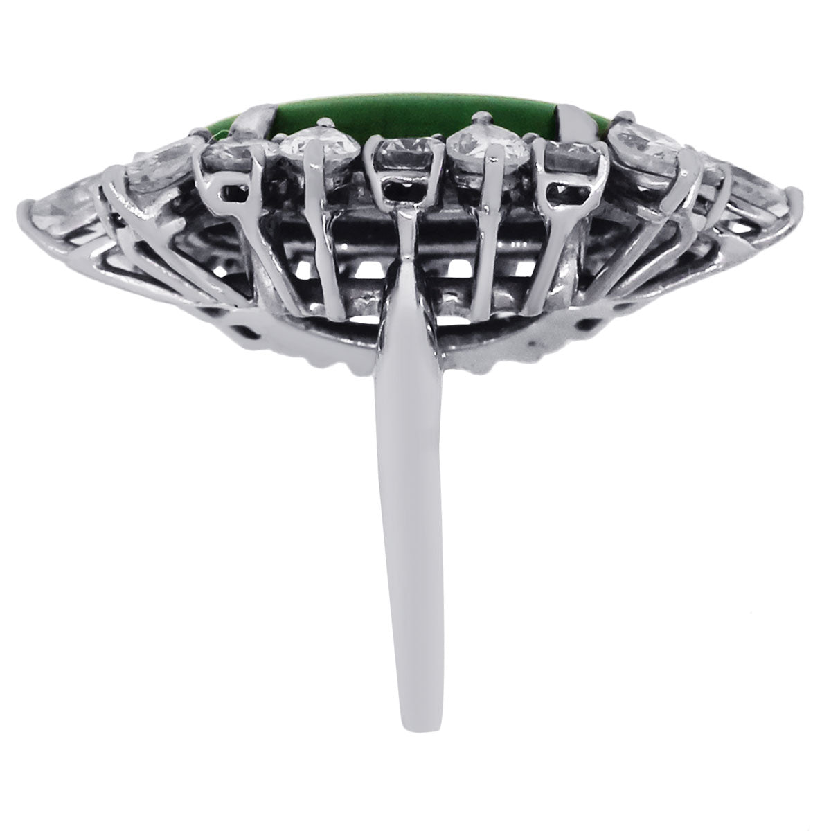 14k White Gold 3ctw Diamond AGL Natural Jade Jadeite Ring