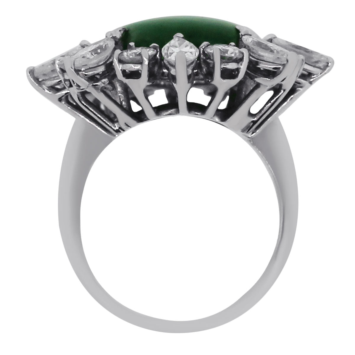 14k White Gold 3ctw Diamond AGL Natural Jade Jadeite Ring