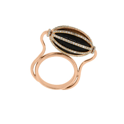18k Rose Gold 1ctw Diamond and Tiger's Eye Spinning Ring