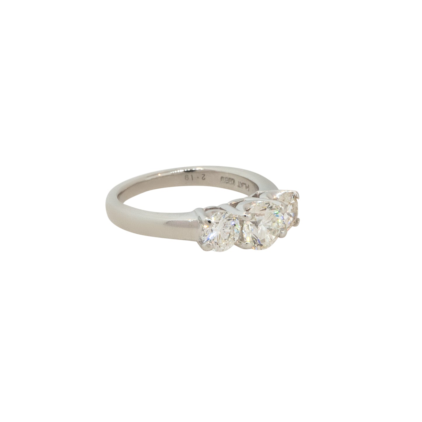 Platinum 2.19ctw 3 Stone Diamond Engagement Ring