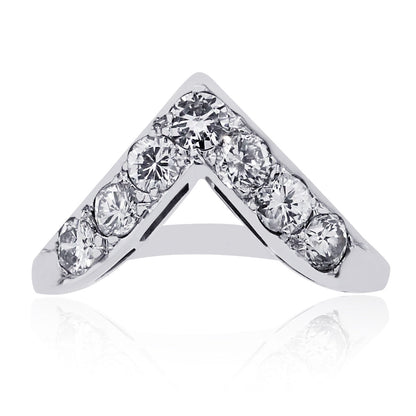 14k White Gold 1ctw Diamond V Ring