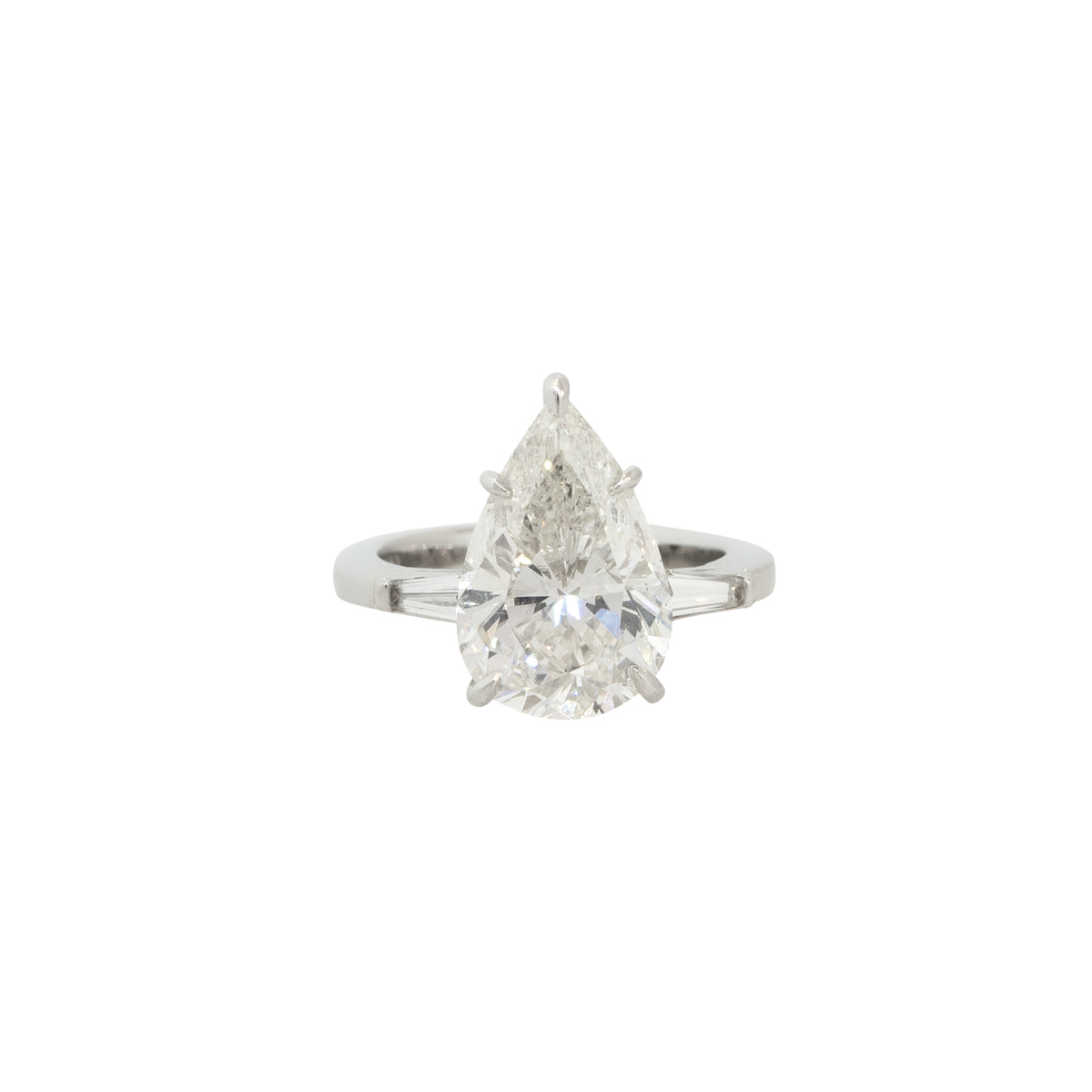 GIA Certified Platinum 5.60ctw Pear Shape Diamond Engagement Ring