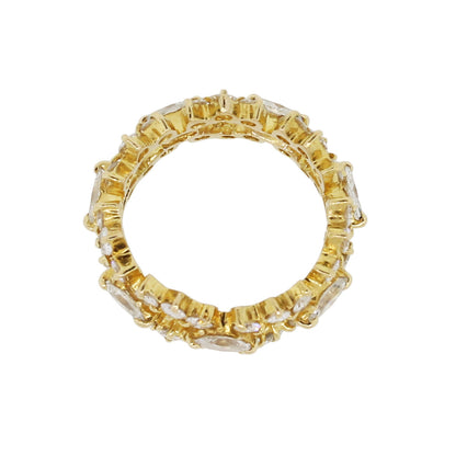 18k Yellow Gold 1.95ctw Round Brilliant and Marquise Diamond Eternity Band