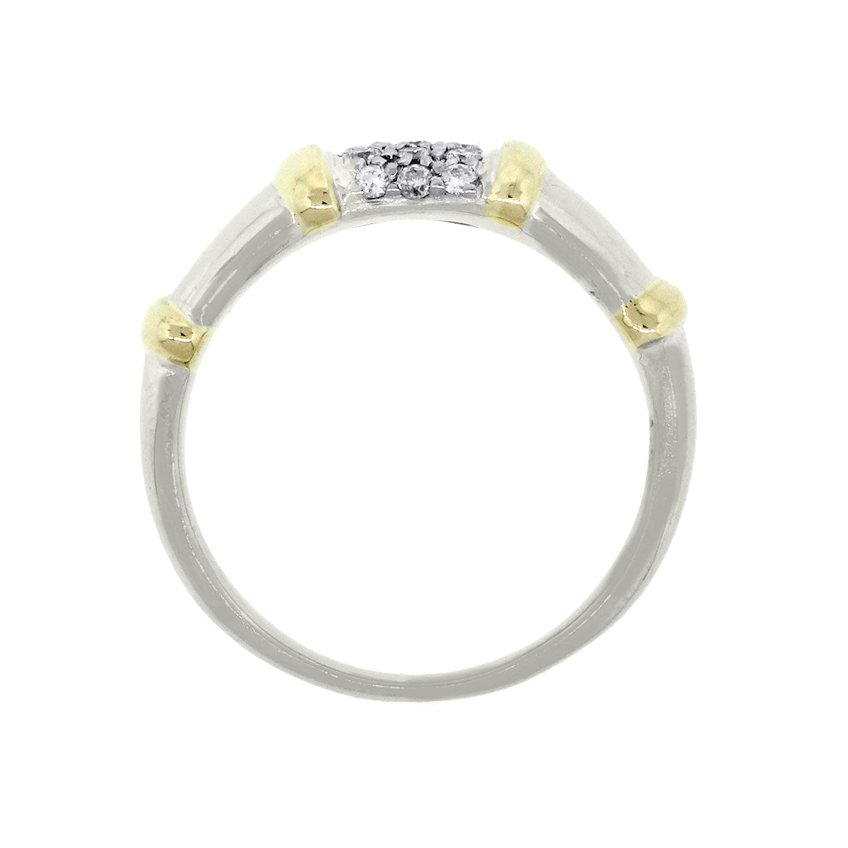 14k Two Tone 0.30ctw Diamond Pave Bamboo Style Ring