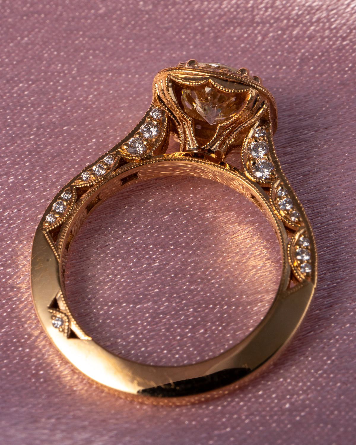 GIA 18k Rose Gold Natural 1.63 Carat Round Brilliant Cut Diamond Halo Engagement Ring — product photo 5