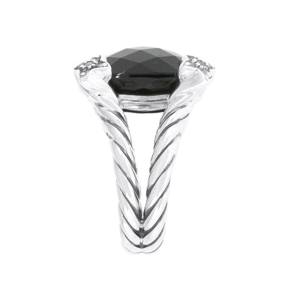 David Yurman Sterling Silver Onyx Chatelaine Ring