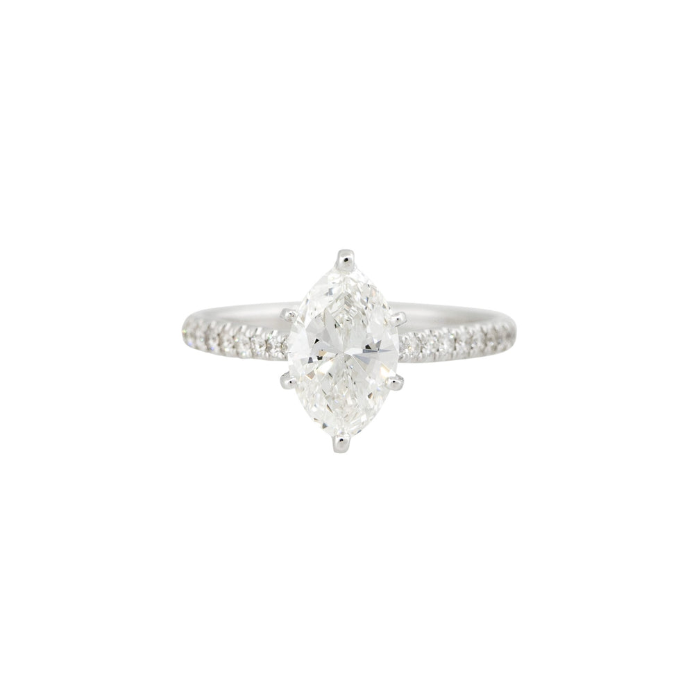 GIA Certified 14k White Gold 1.67ctw Marquise Cut Diamond Engagement Ring