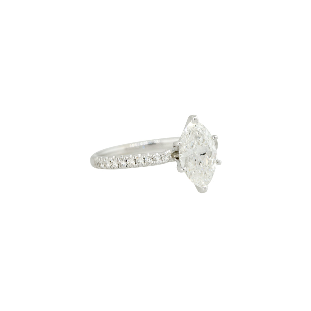 GIA Certified 14k White Gold 1.67ctw Marquise Cut Diamond Engagement Ring