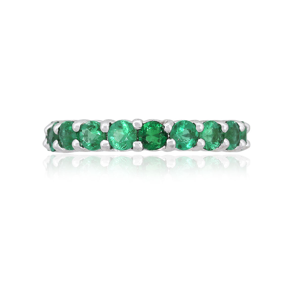 Platinum 4ctw Round Emerald Eternity Ladies Band Ring