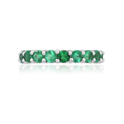 Platinum 4ctw Round Emerald Eternity Ladies Band Ring