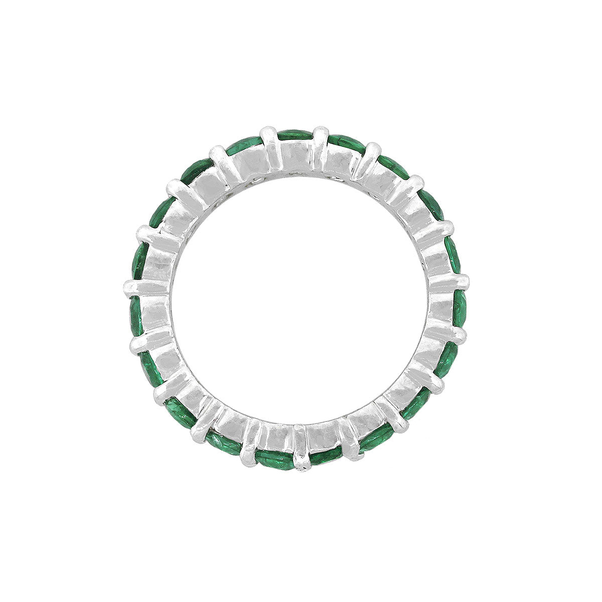 Platinum 4ctw Round Emerald Eternity Ladies Band Ring