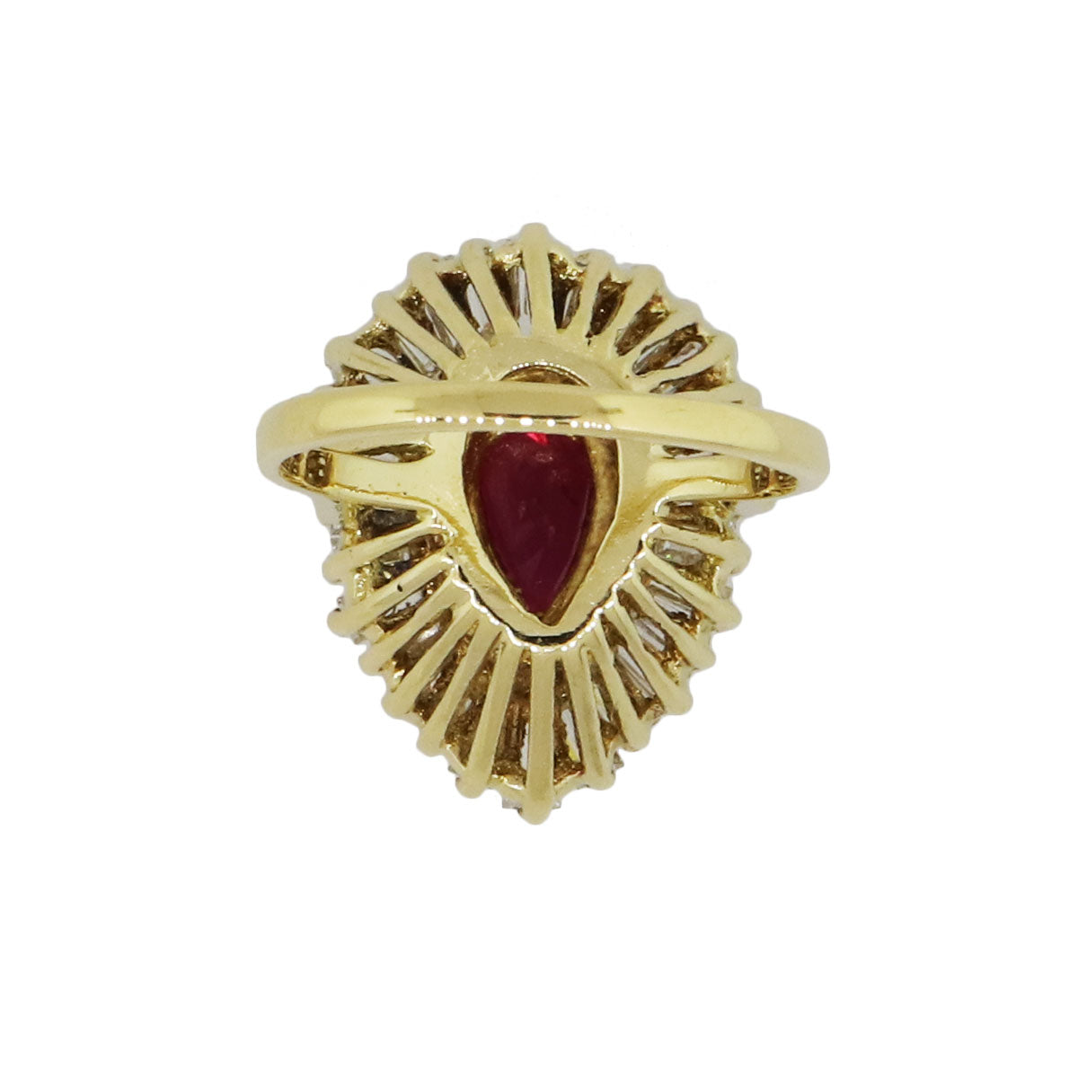18k Yellow Gold 1.50ctw Diamond and 1ct Ruby Ring