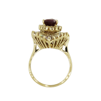18k Yellow Gold 1.50ctw Diamond and 1ct Ruby Ring